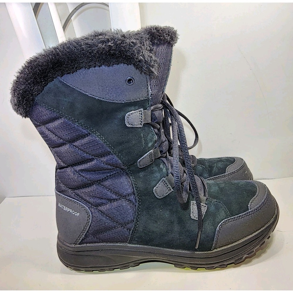 Columbia Ice Maiden ll Tall Snow Boots Womens 9 Black Suede Waterproof Nice!